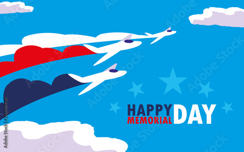 happy memorial day card with airplanes