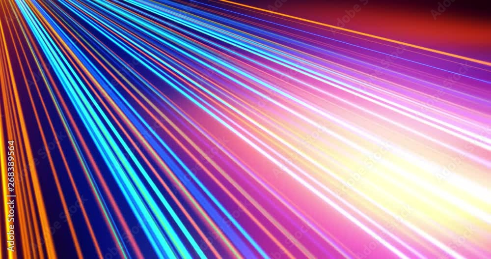 Energy motion lights streaks DJ VJ Lasers, background. Geometric background. Moving energy. Retro neon colors. Colorful backdrop. Neon lights. Orange and Blue.