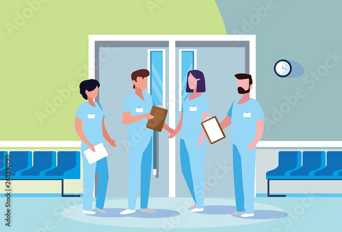 group of professionals doctors in hospital