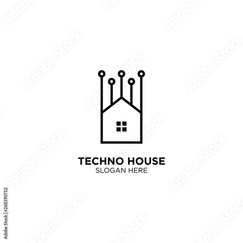 Techno House Logo Design Vector