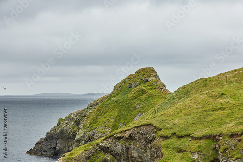 Fotografie Coastal view toward the Knab in Lerwick, which is the main port on the Shetland Isles, Scotland
