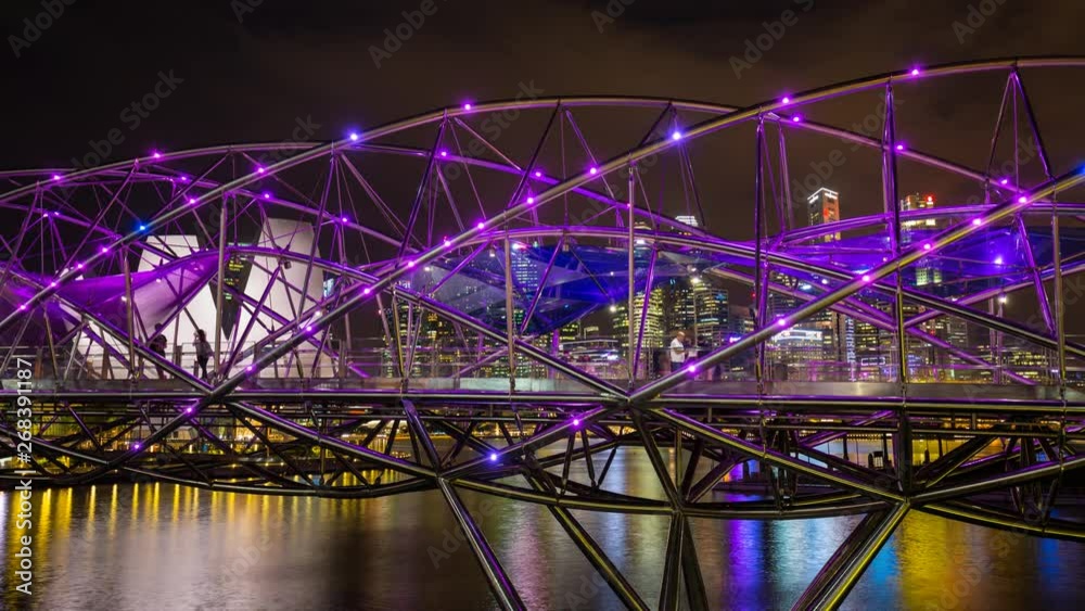 Timelapse of Helix Bridge and Singapore Skyline Timelapse of Helix Bridge and Singapore Skyline