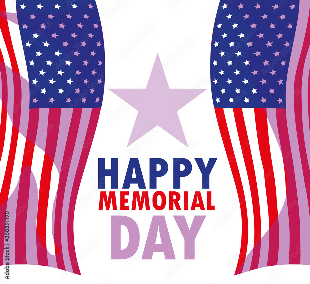 happy memorial day card with flag usa