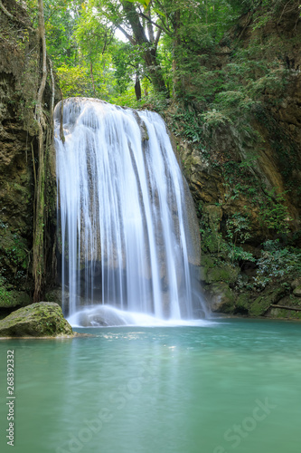 Erawan Waterfall tier 3  in National Park at Kanchanaburi  Thailand