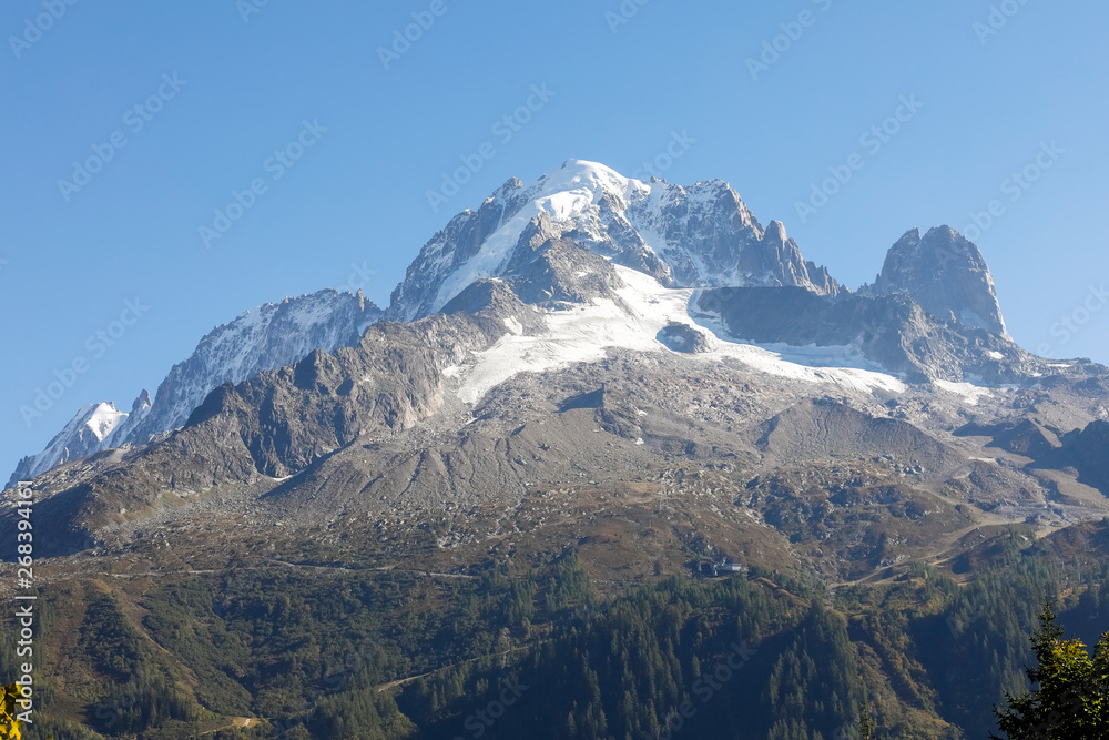 Large rocky mountain of the French Alps