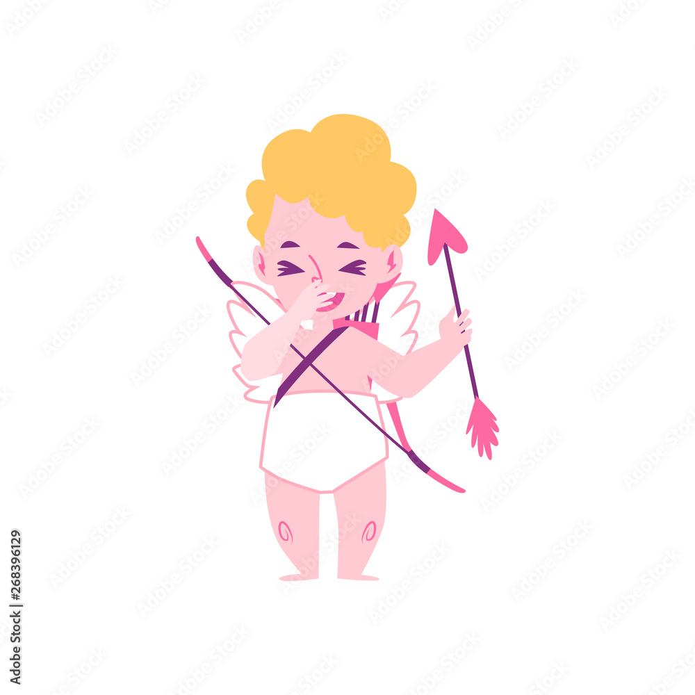 Baby cupid, amur and angel with bow and arrows laughing. Baby cupid, amur and angel with bow and arrows laughing.