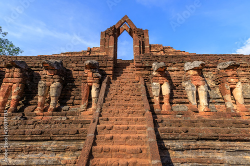 Ancient gate at Wat Chang Rob temple in Kamphaeng Phet Historical Park, UNESCO World Heritage site