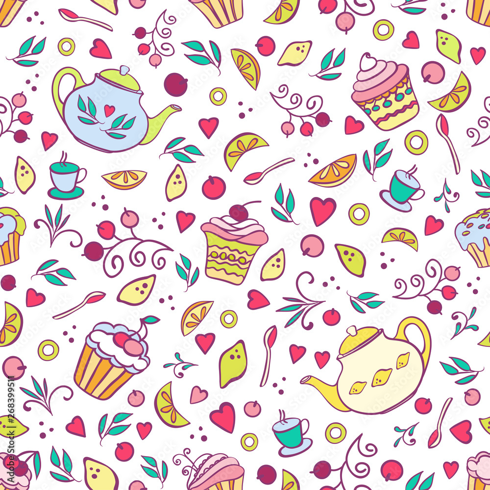 Tea time seamless pattern Tea time seamless pattern