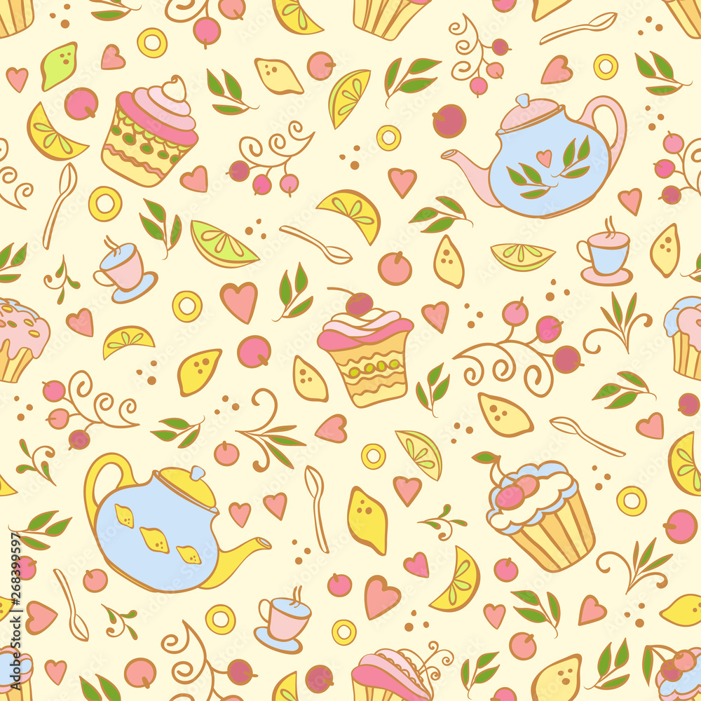 Tea time seamless pattern Tea time seamless pattern
