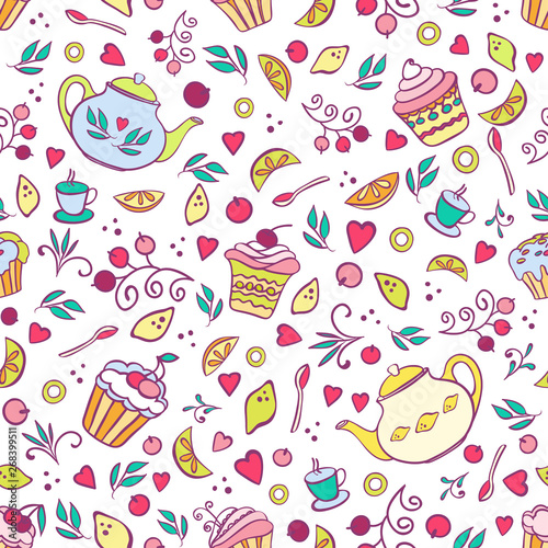 Tea time seamless pattern