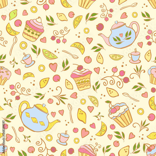 Tea time seamless pattern