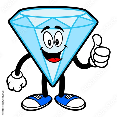 Diamond Mascot with Thumbs Up - A cartoon illustration of a Diamond Mascot.