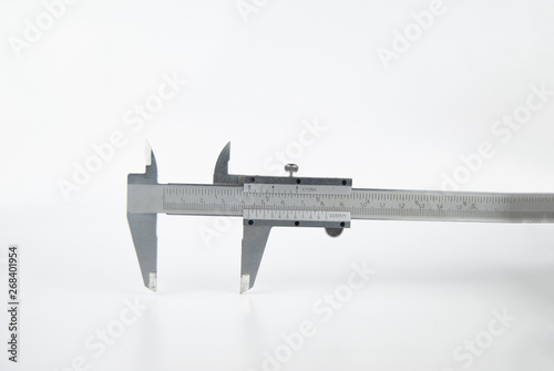 vernier caliper metal on plain isolated white background