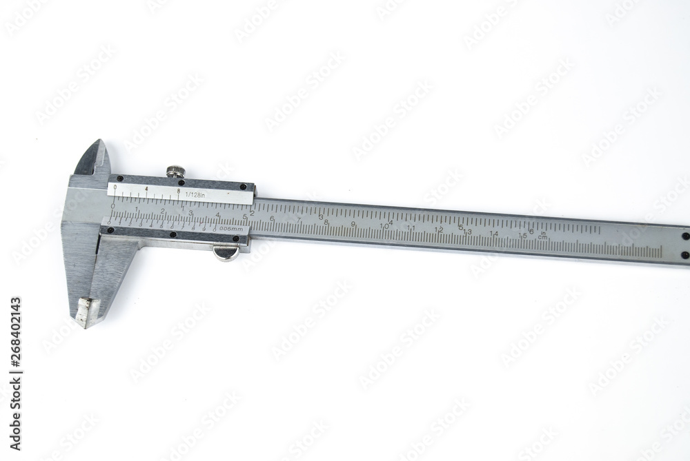 vernier caliper metal on plain isolated white background vernier caliper metal on plain isolated white background