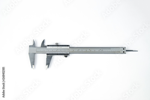 vernier caliper metal on plain isolated white background