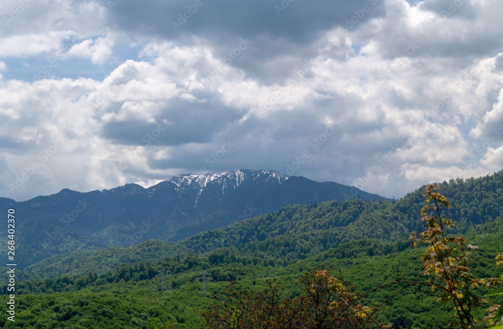 View with mountains forested - - Brasov, TrPiatra mare Massif, Great stone Massif ansylvania, Romania View with mountains forested - - Brasov, TrPiatra mare Massif, Great stone Massif ansylvania, Romania
