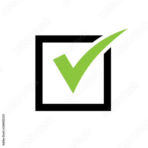 Green check mark icon in a box. Tick symbol in green color. check icon vector. check list button icon