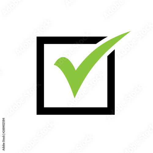Green check mark icon in a box. Tick symbol in green color. check icon vector. check list button icon