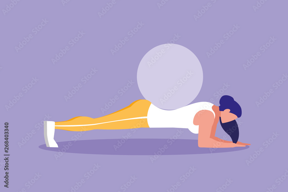 young athletic woman doing chest push ups and ball young athletic woman doing chest push ups and ball