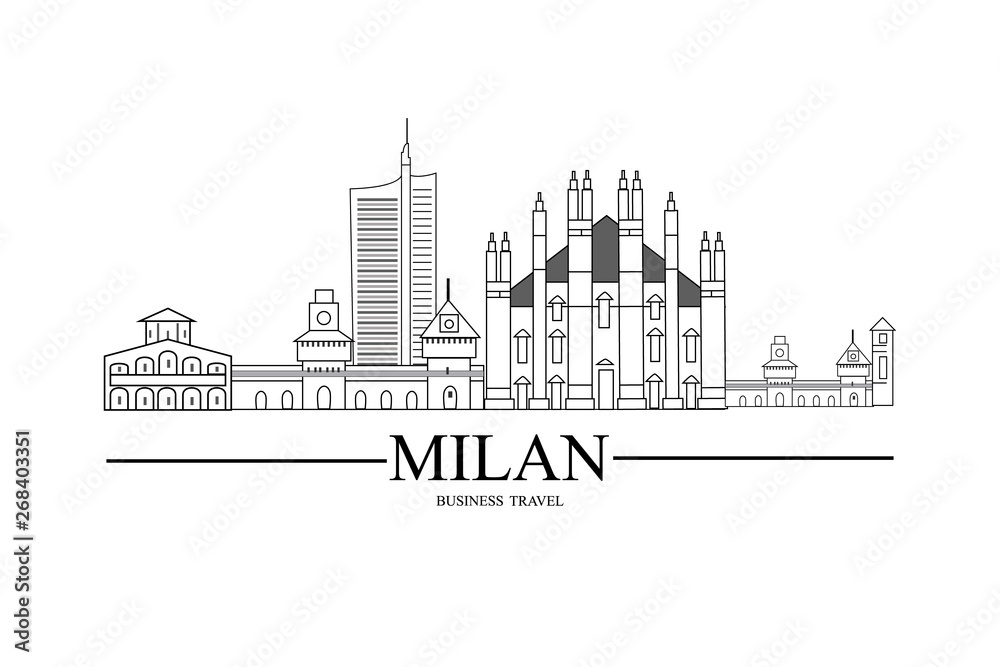 Paper beautiful illustration. Outline Welcome to Milan Italy. Vector Illustration. Business Travel and Tourism Concept with Modern Architecture. Milan, Cityscape with Landmarks.