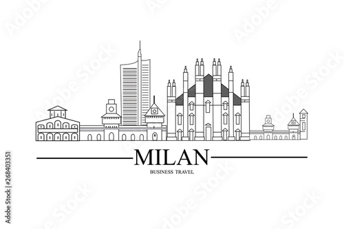 Paper beautiful illustration. Outline Welcome to Milan Italy. Vector Illustration. Business Travel and Tourism Concept with Modern Architecture. Milan, Cityscape with Landmarks.