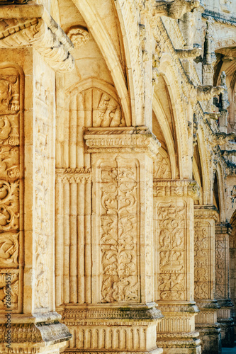 Jeronimos Hieronymites Monastery Of The Order Of Saint Jerome In Lisbon, Portugal Is Built In Portuguese Late Gothic Manueline Architecture Style