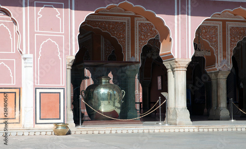 A huge jar of silver, where the water of the Ganges River was stored in the travels of the Maharaja photo