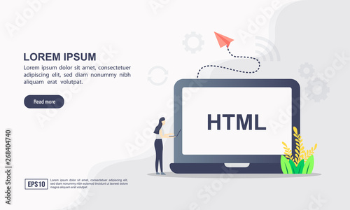 Vector illustration of coding & development or software solution concept with "coding" website technology and programming concept