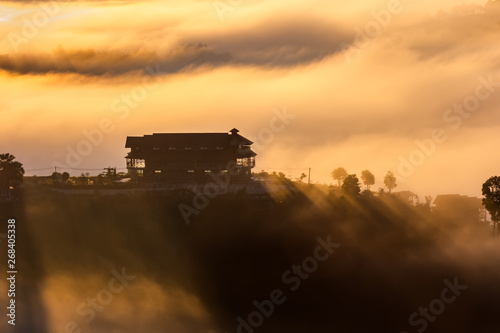 Beautiful accommodation in the middle of the mist at Khao Kho, Phetchabun Province, Thailand. © rbk365