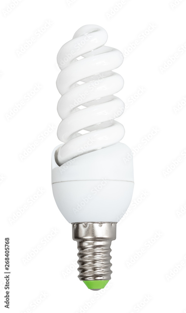 compact fluorescent light bulb cut out on white compact fluorescent light bulb cut out on white