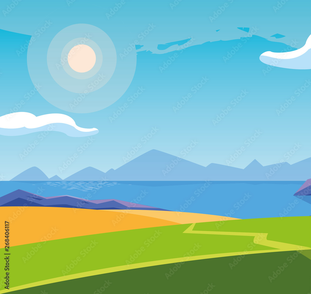 landscape with lake scene icon