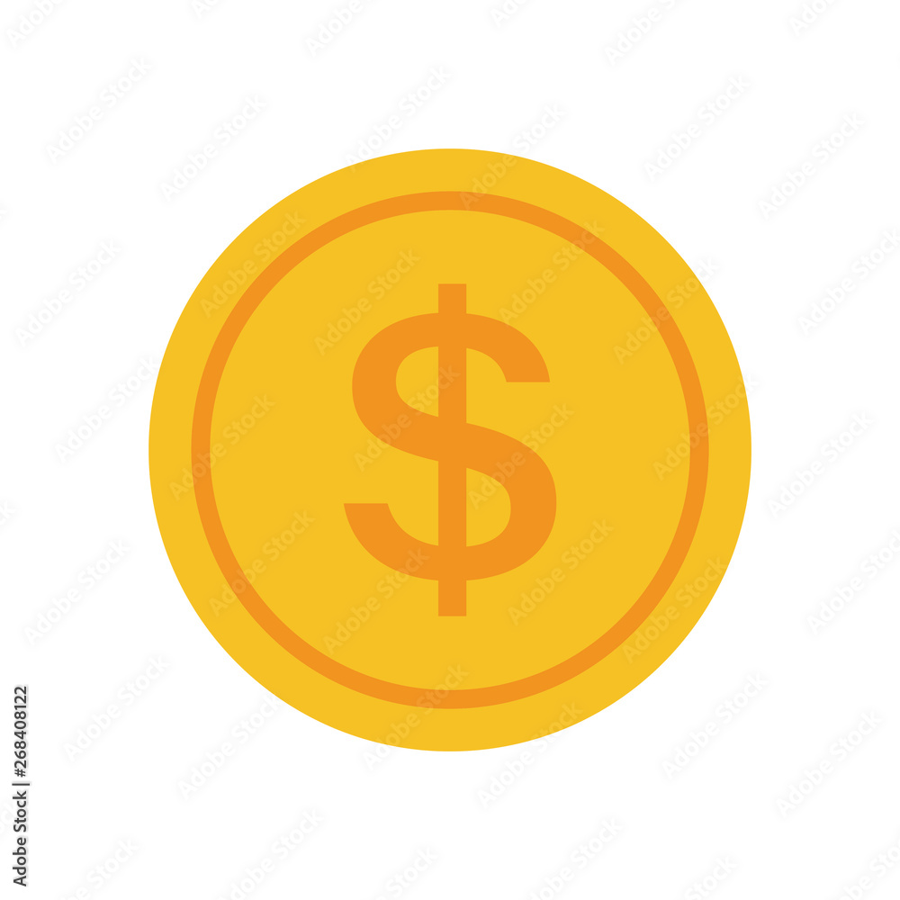 Coin vector icon, yellow gold money symbol. Flat vector illustration.
