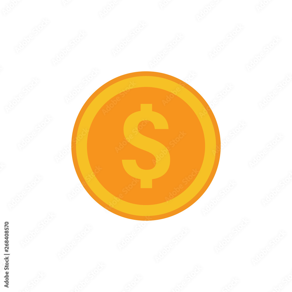 Coin vector icon, yellow gold money symbol. Flat vector illustration. Coin vector icon, yellow gold money symbol. Flat vector illustration.