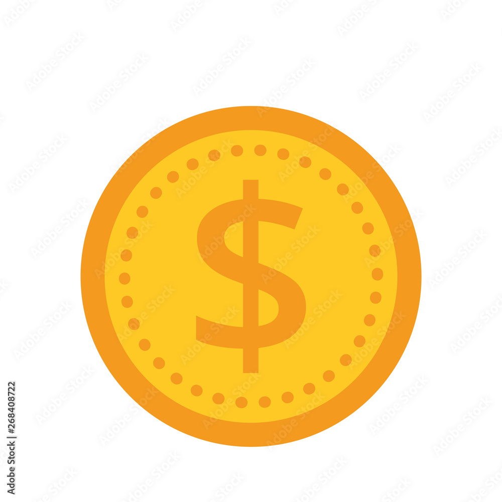Coin vector icon, yellow gold money symbol. Flat vector illustration. Coin vector icon, yellow gold money symbol. Flat vector illustration.