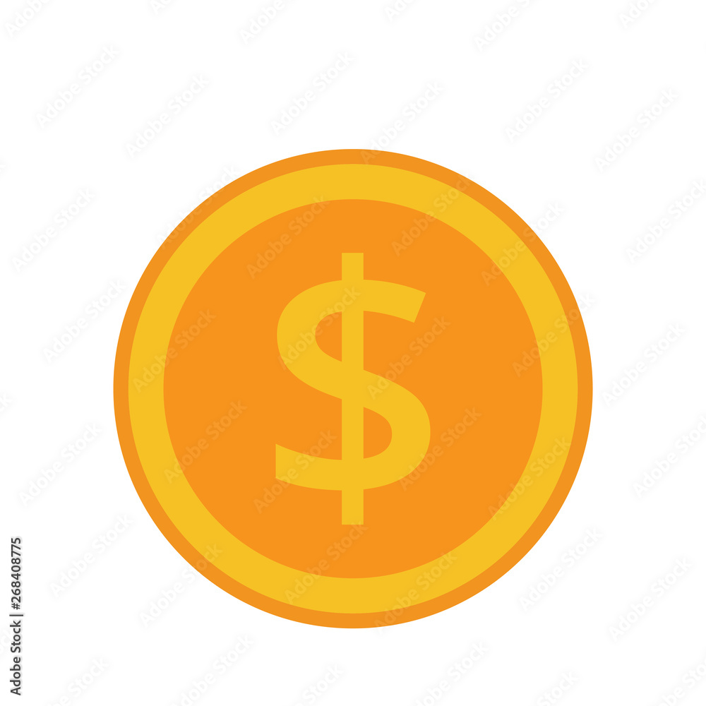 Coin vector icon, yellow gold money symbol. Flat vector illustration. Coin vector icon, yellow gold money symbol. Flat vector illustration.