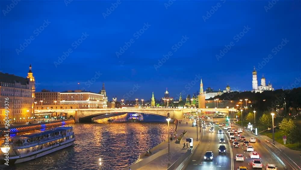 Panoramic view of Moscow landmark during sunset from Zaryadye Park Panoramic view of Moscow landmark during sunset from Zaryadye Park