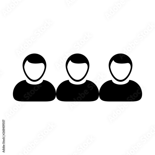Customer icon vector male group of persons symbol avatar for business in flat color glyph pictogram illustration