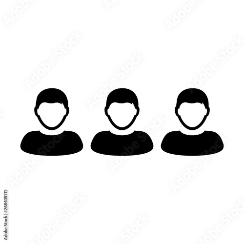 Leader icon vector male group of persons symbol avatar for business management team in flat color glyph pictogram illustration