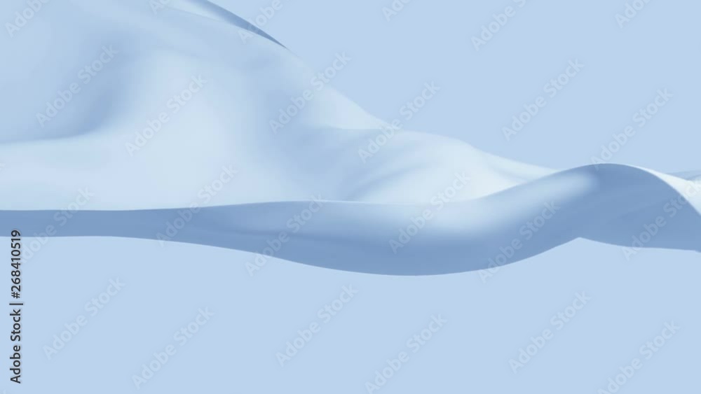 Beautiful Blue Silk Fabric Waving in the Wind Seamless. Looped Realistic Cloth 3d Animation. 4k Ultra HD 3840x2160.