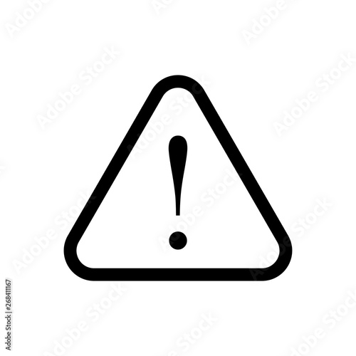 Alert sign vector icon, warning and exclamation symbol. Triangle with rounded borders and exclamation mark.