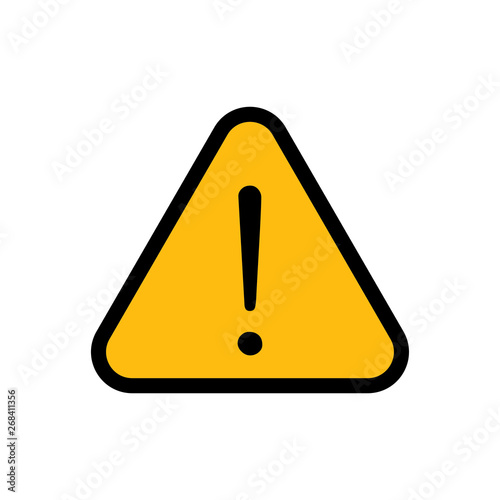 Alert sign vector icon, warning and exclamation symbol. Triangle with rounded borders and exclamation mark.