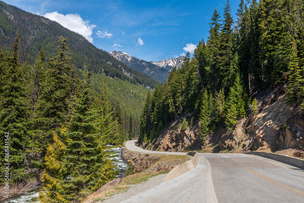 Majestic mountain river in Vancouver, Canada. View with mountain background. Majestic mountain river in Vancouver, Canada. View with mountain background.