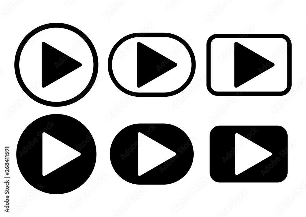 Set Play logos design template, isolated media player icons, vector illustration Set Play logos design template, isolated media player icons, vector illustration