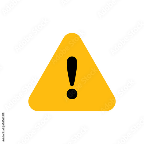 Alert sign vector icon, warning and exclamation symbol. Triangle with rounded borders and exclamation mark.