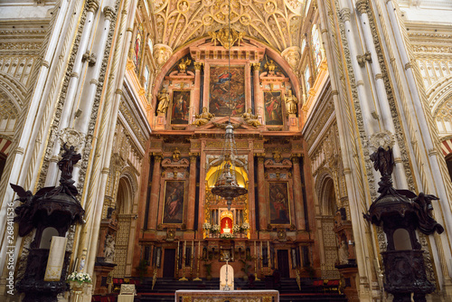 Fototapeta High main altar with carved wood lecterns of the Cordoba Our Lady of the Assumpt