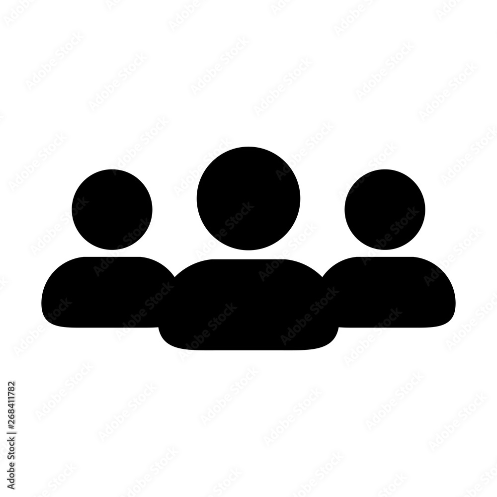 Team icon vector male group of persons symbol avatar for business management in flat color glyph pictogram illustration