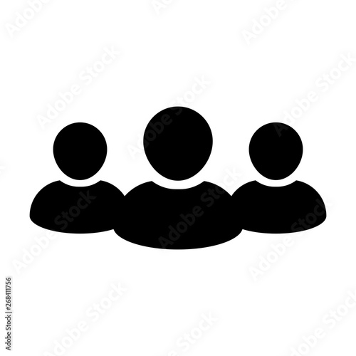 Leadership icon vector male group of persons symbol avatar for business management team in flat color glyph pictogram illustration