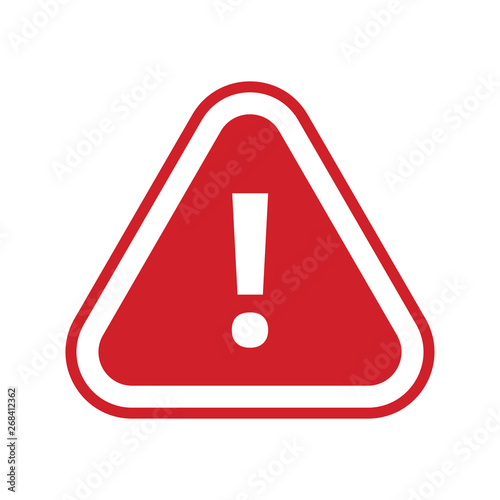Alert sign vector icon, warning and exclamation symbol. Triangle with rounded borders and exclamation mark.