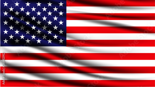 American flag blowing in the wind. USA flag waving. Background texture. 