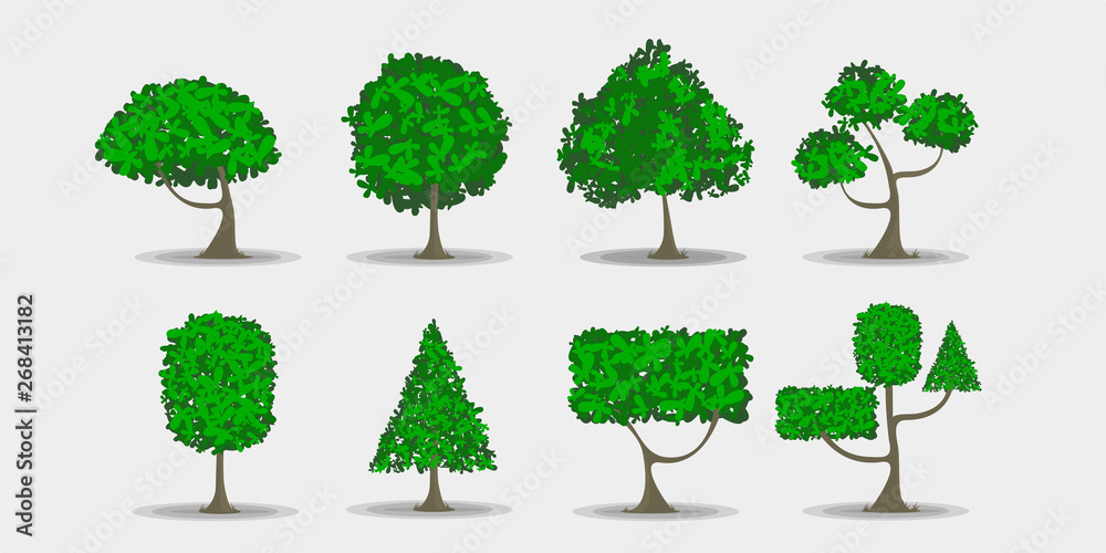 set of green trees set of green trees